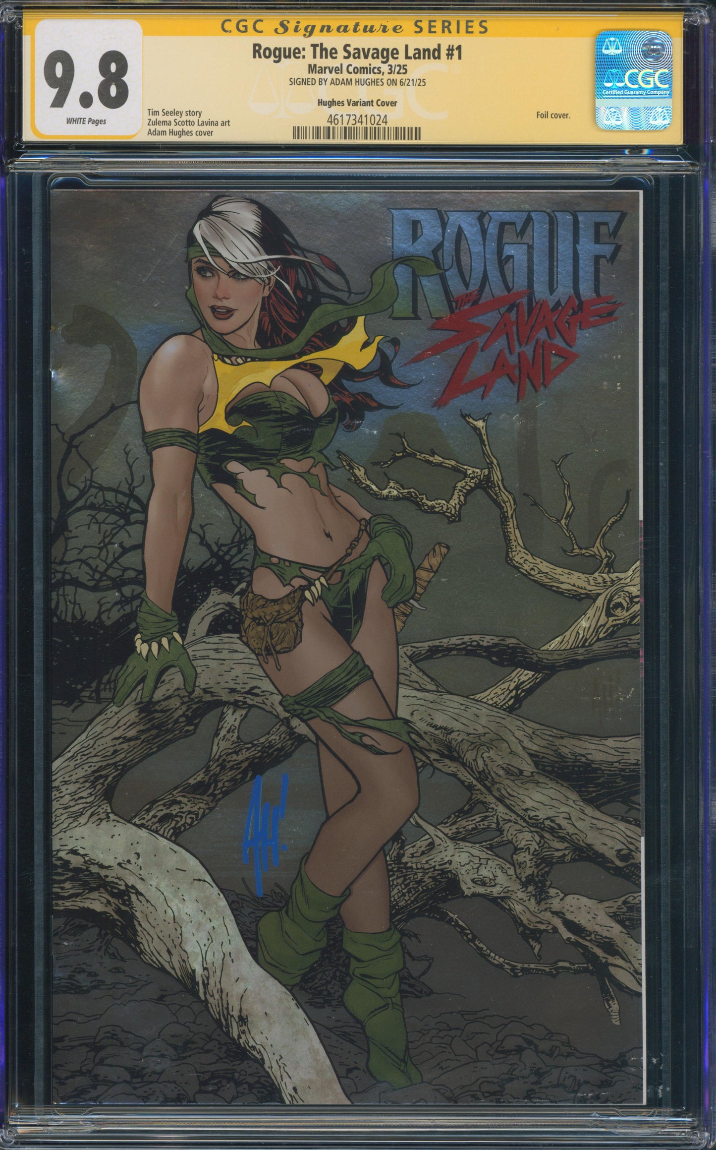 Rogue The Savage Land #1 Adam Hughes foil variant SIGNED CGC SS 9.8