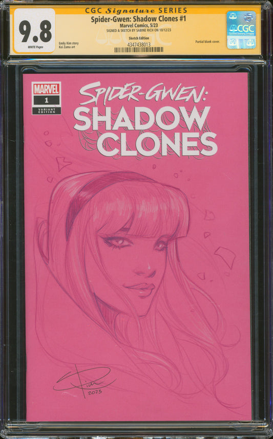 Spider-Gwen #1 blank w/original art by SABINE RICH signed CGC SS 9.8
